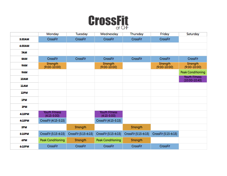 CrossFit Schedule Gainesville Health & Fitness