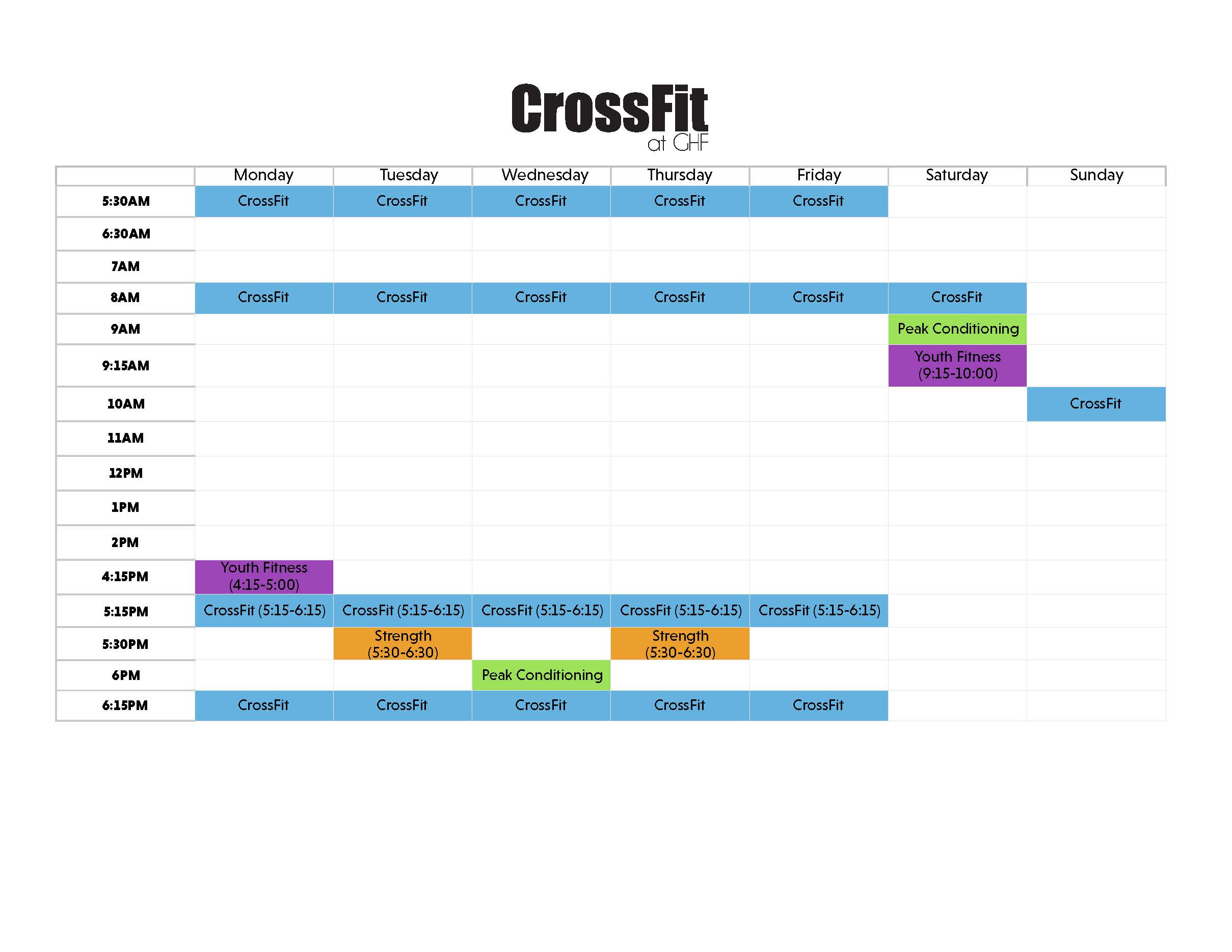 CrossFit Schedule Gainesville Health & Fitness