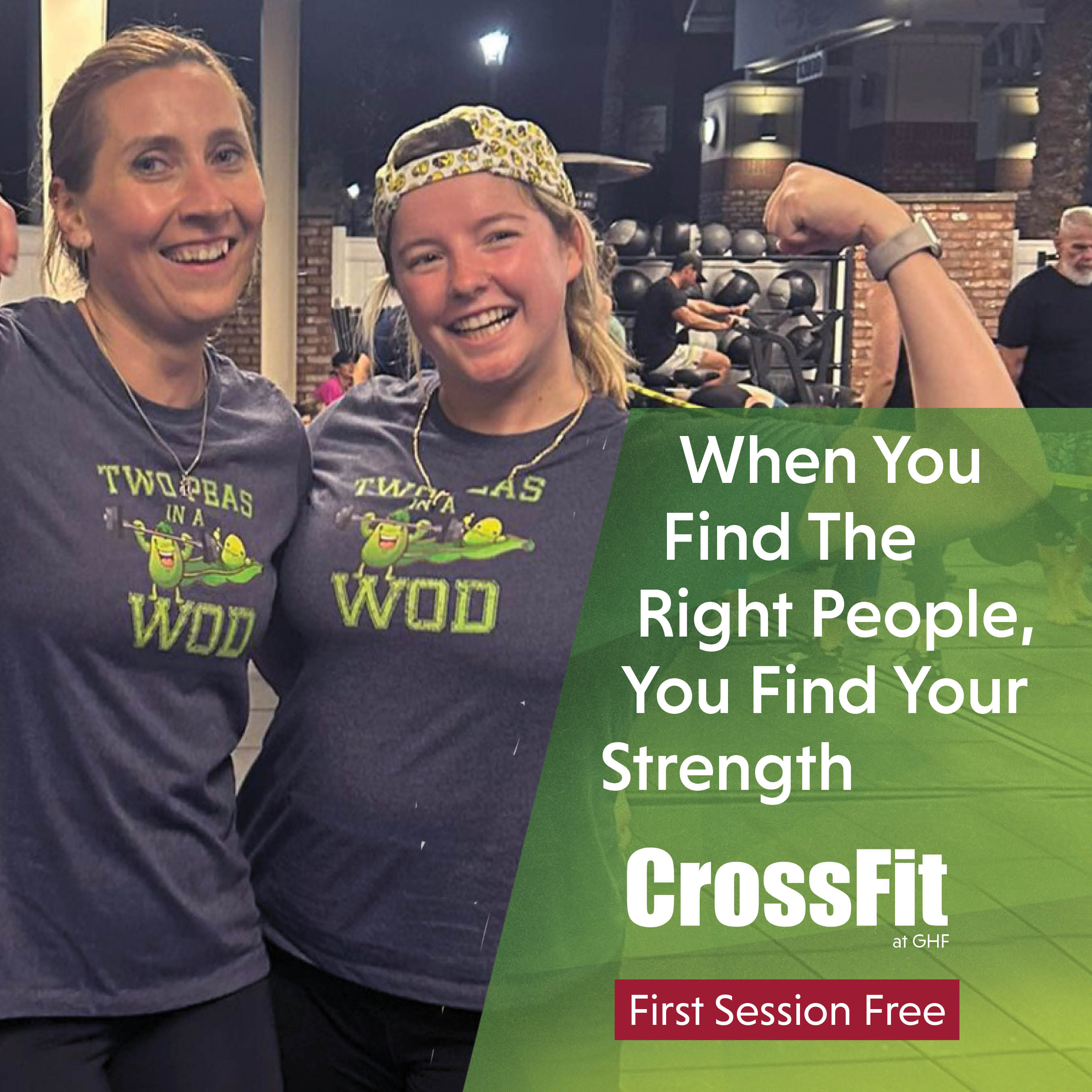 2 female crossfit athletes at ghf tioga standing in crossfit space after a crossfit workout