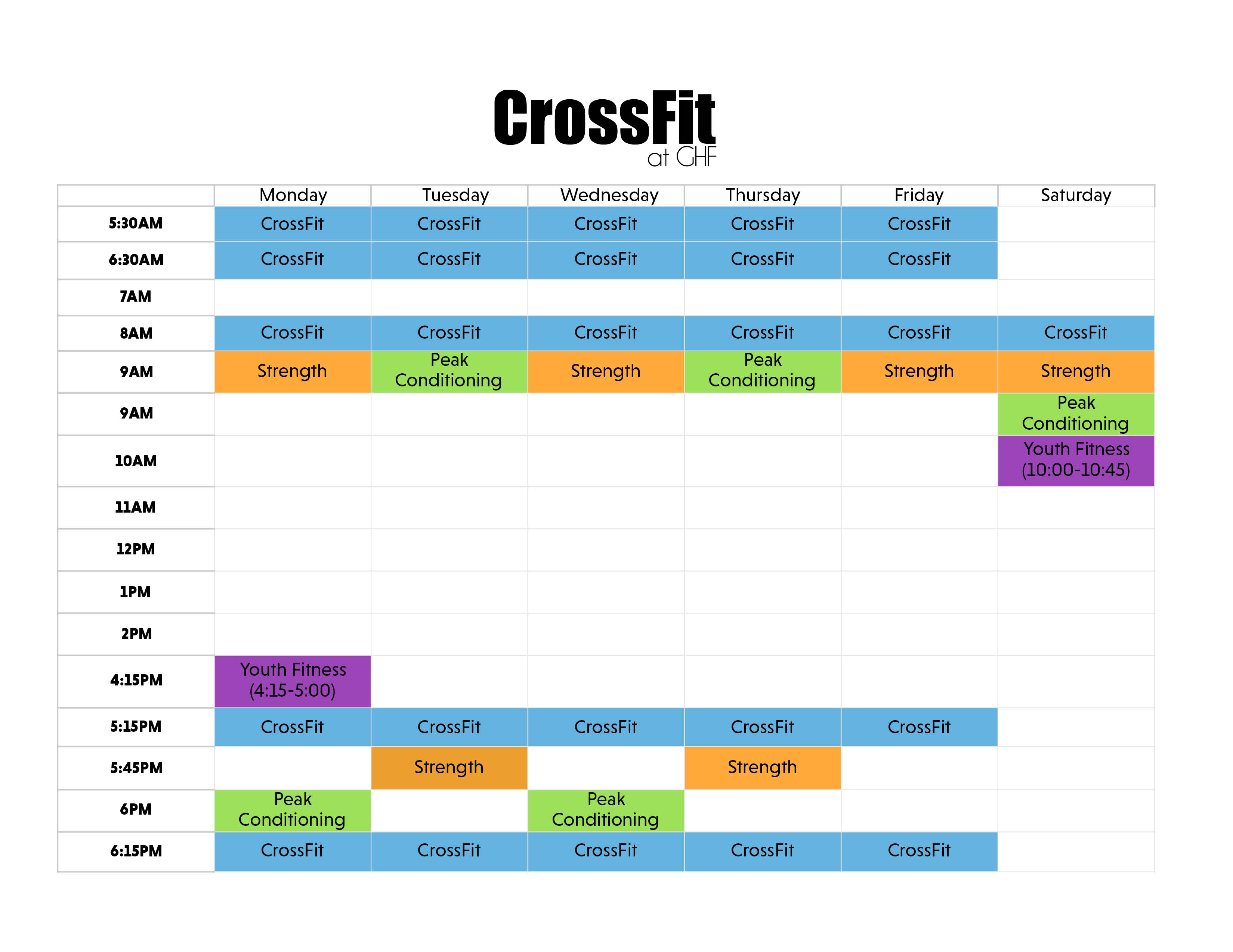 CrossFit Schedule - Gainesville Health & Fitness